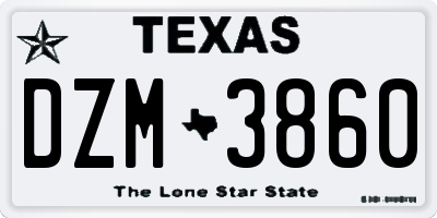 TX license plate DZM3860