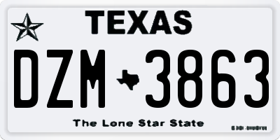 TX license plate DZM3863