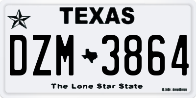 TX license plate DZM3864
