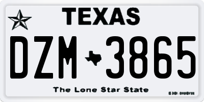 TX license plate DZM3865