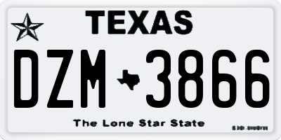 TX license plate DZM3866