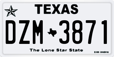 TX license plate DZM3871