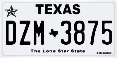 TX license plate DZM3875