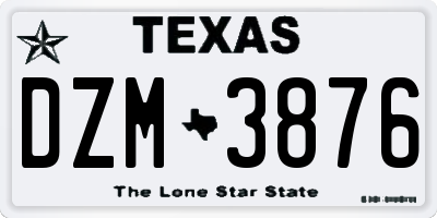 TX license plate DZM3876