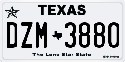 TX license plate DZM3880