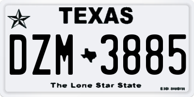 TX license plate DZM3885