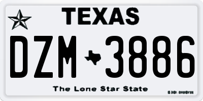 TX license plate DZM3886