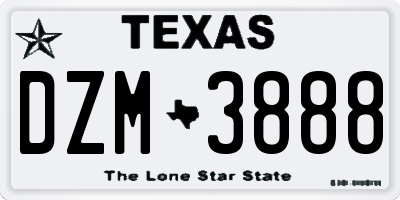 TX license plate DZM3888
