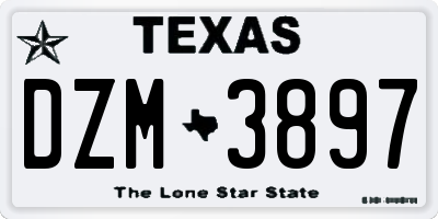 TX license plate DZM3897