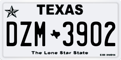 TX license plate DZM3902