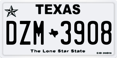 TX license plate DZM3908