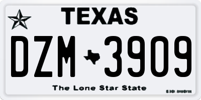 TX license plate DZM3909