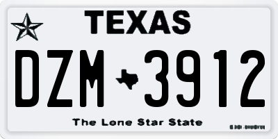 TX license plate DZM3912