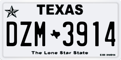 TX license plate DZM3914