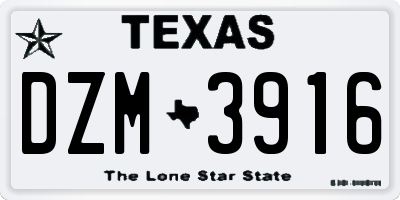 TX license plate DZM3916