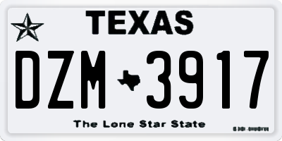 TX license plate DZM3917