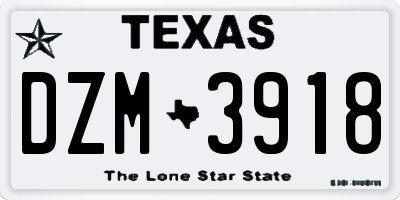 TX license plate DZM3918