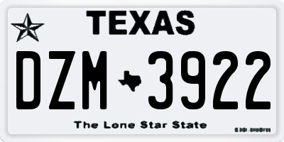 TX license plate DZM3922