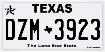 TX license plate DZM3923