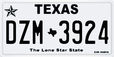 TX license plate DZM3924