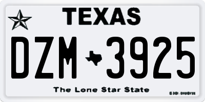 TX license plate DZM3925