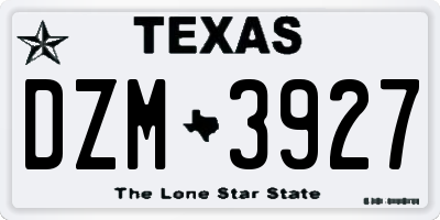 TX license plate DZM3927