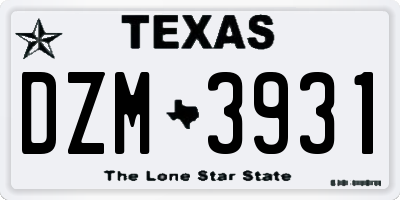 TX license plate DZM3931