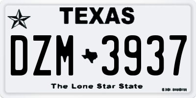 TX license plate DZM3937