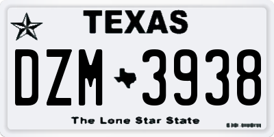 TX license plate DZM3938