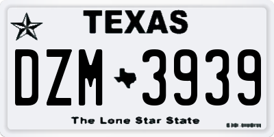 TX license plate DZM3939