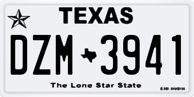 TX license plate DZM3941