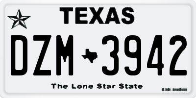 TX license plate DZM3942