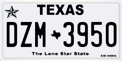 TX license plate DZM3950