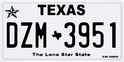 TX license plate DZM3951