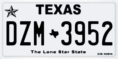 TX license plate DZM3952