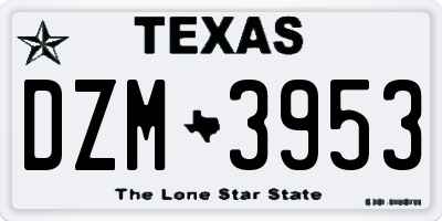 TX license plate DZM3953