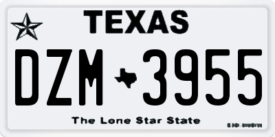 TX license plate DZM3955
