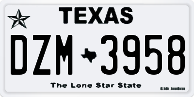 TX license plate DZM3958