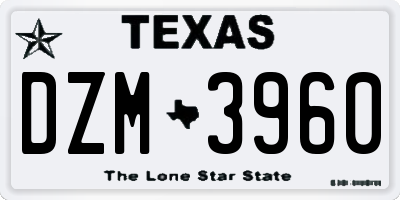 TX license plate DZM3960