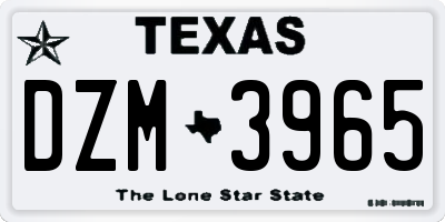 TX license plate DZM3965