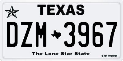 TX license plate DZM3967