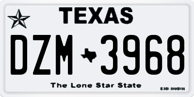 TX license plate DZM3968