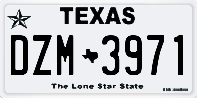 TX license plate DZM3971