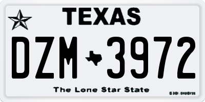 TX license plate DZM3972