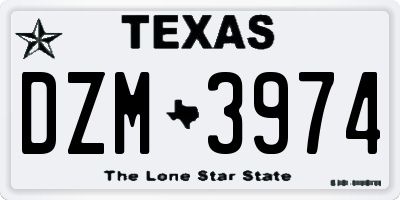 TX license plate DZM3974