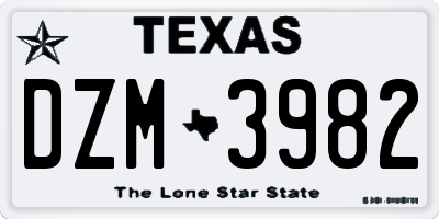 TX license plate DZM3982