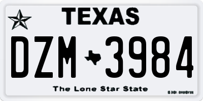 TX license plate DZM3984