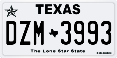 TX license plate DZM3993