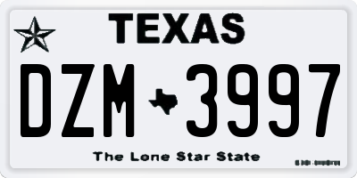 TX license plate DZM3997