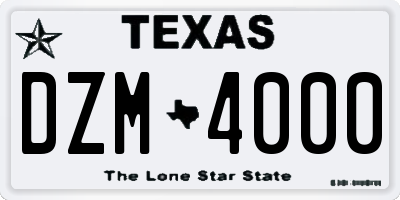TX license plate DZM4000